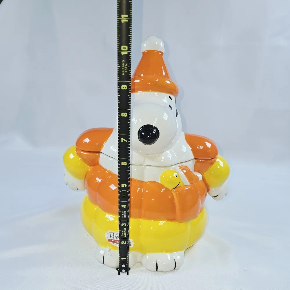 Peanuts | Snoopy Candy Corn Puffer Jacket 11 Inch Cookie Jar NEW IN BOX!